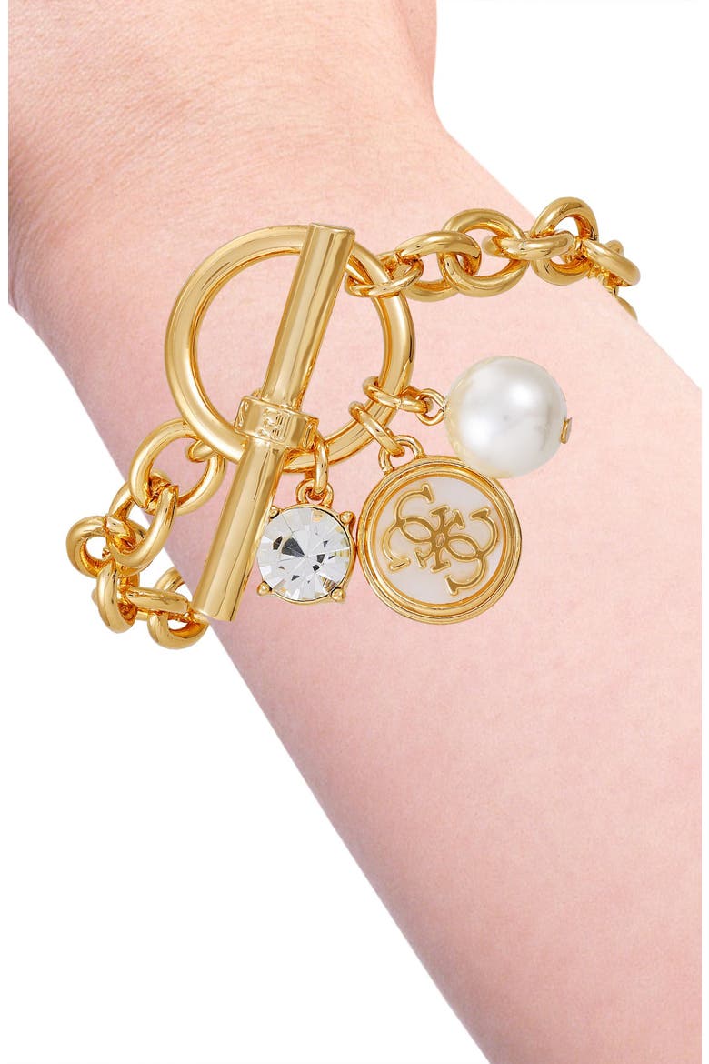 Enamel Logo Charm Bracelet, Alternate, color, GOLD TONE