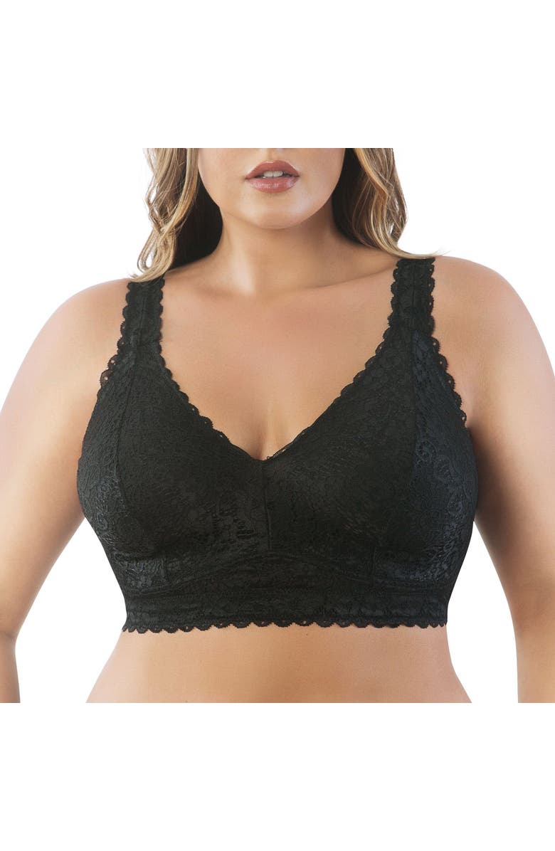 Parfait Adriana Wire-Free Lace Bralette, Alternate, color, Black