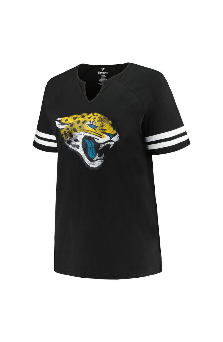 FANATICS Women's Fanatics Branded Black Jacksonville Jaguars Plus Size Logo Notch Neck Raglan Sleeve T-Shirt, Alternate, color, 