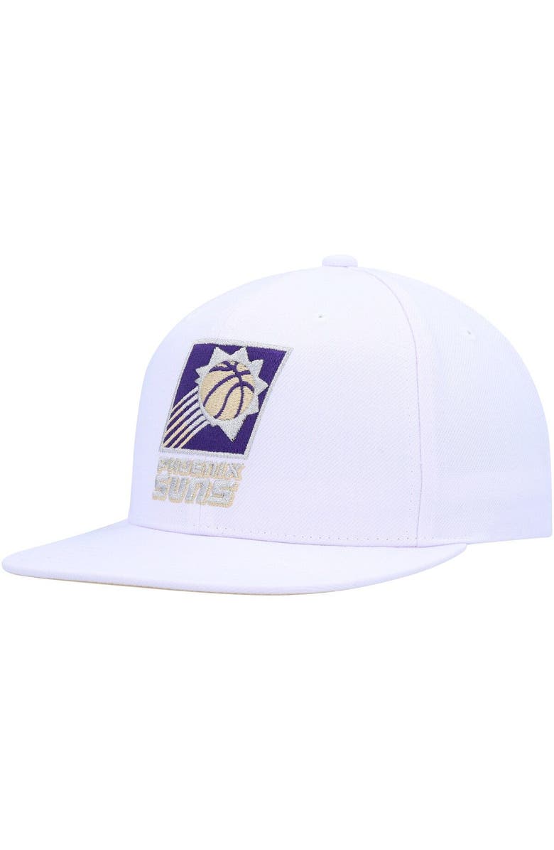 Mitchell & Ness Men's Mitchell & Ness White Phoenix Suns Hardwood Classics SOUL Snapback Hat, Alternate, color,