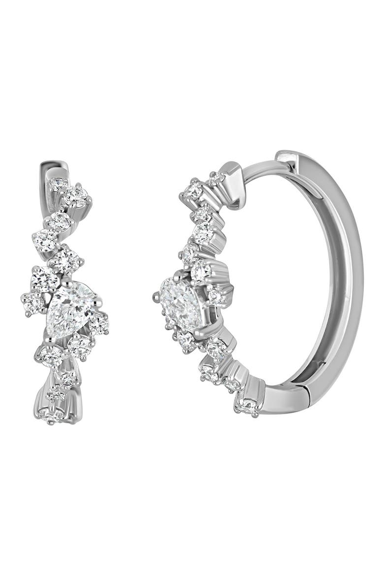 Getty 18k Gold Diamond Hoop Earrings, Main, color, 18KW