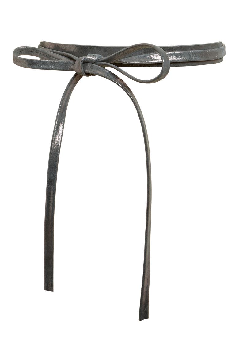 Skinny Leather Wrap Belt, Main, color, PEARL SHIMMER