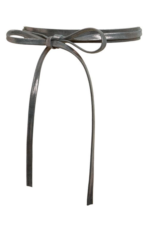 Ada Skinny Leather Wrap Belt in Pearl Shimmer 