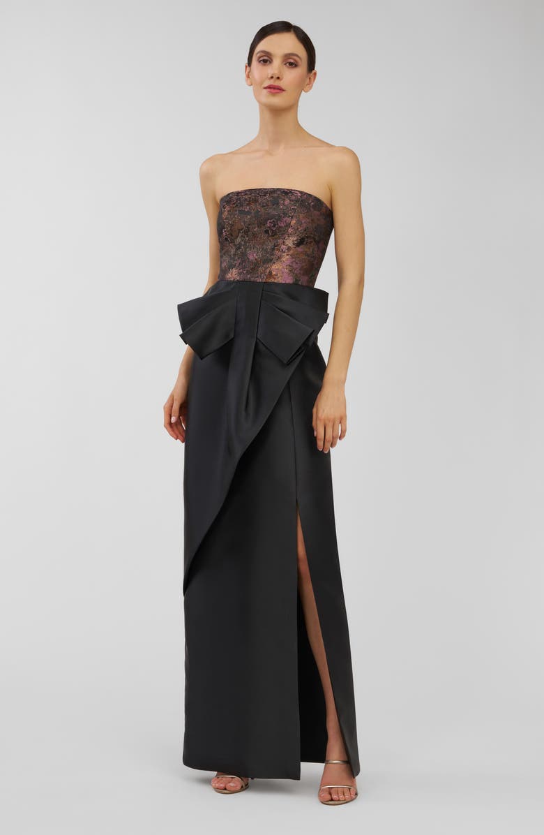 Kay Unger Vanessa Strapless Column Gown, Alternate, color, Carbon Multi