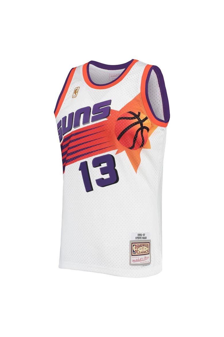 Men's Mitchell & Ness Steve Nash White Phoenix Suns 2001/02 Hardwood Classics Swingman Jersey, Alternate, color, White