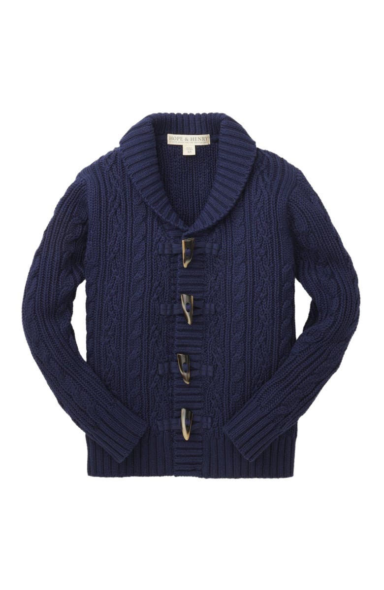 Hope & Henry Boys' Shawl Collar Cardigan, Kids, Main, color, Navy With Toggles