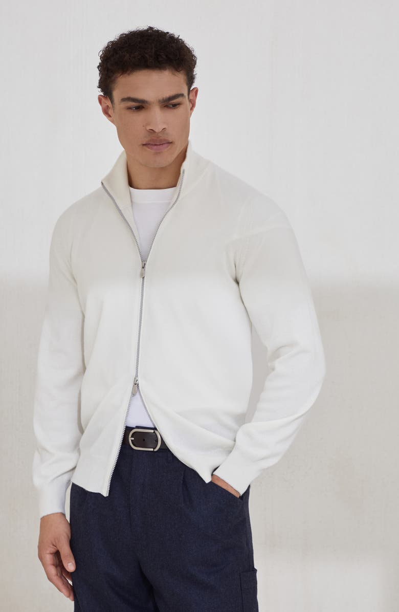 Brunello Cucinelli Zip-front cardigan, Alternate, color, Panama