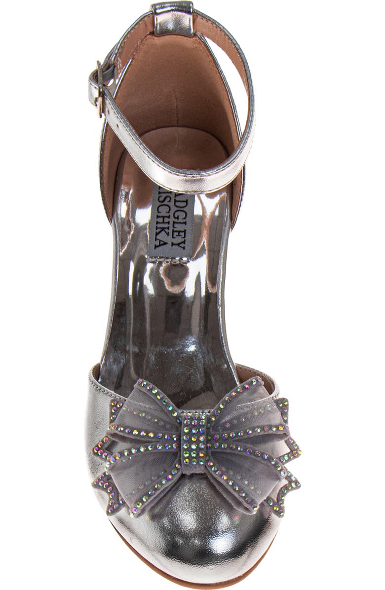 Badgley Mischka Collection Kids' Ankle Strap Pump, Alternate, color, Silver Multi
