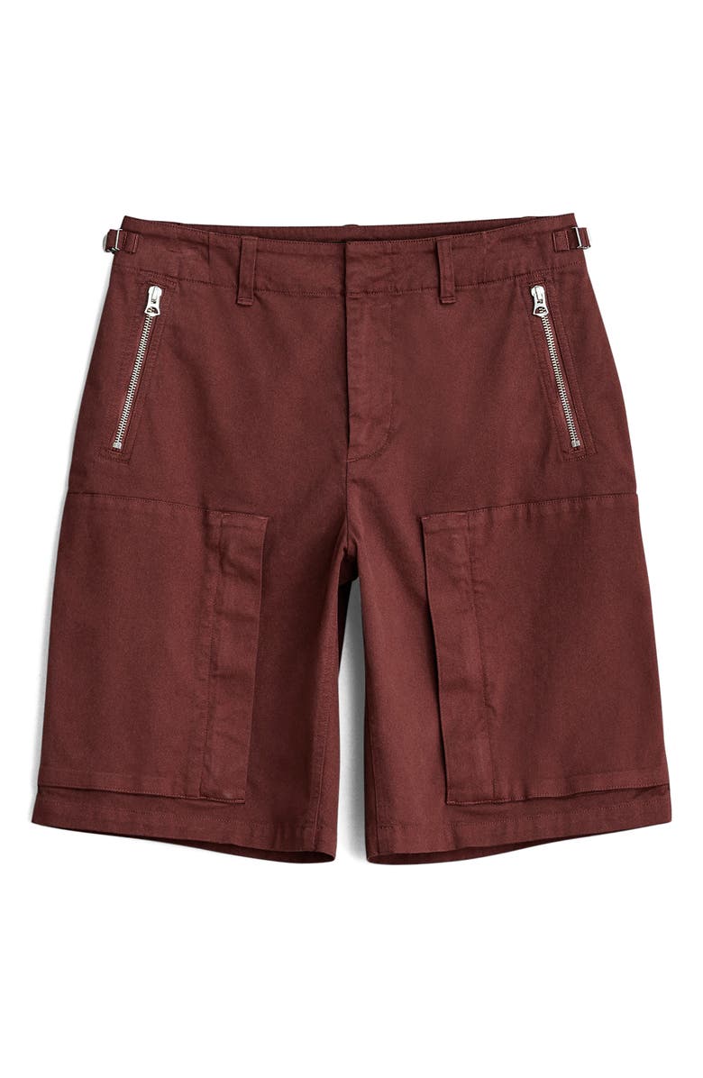 rag & bone Kai Cotton Twill Shorts, Alternate, color, Mahogany