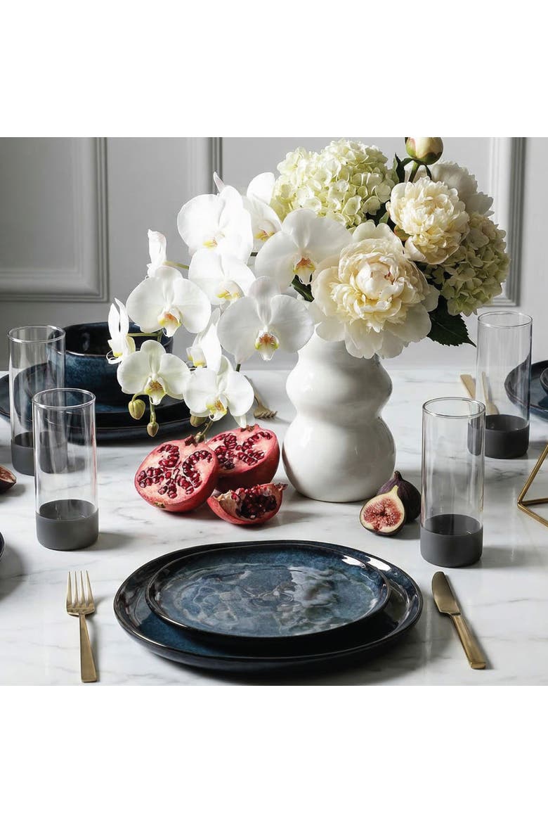 Mirella Stoneware 16-Piece Dinnerware Set with Glasses, Alternate, color, Blue