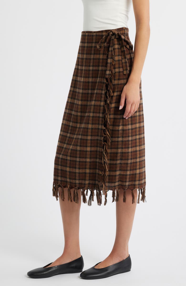 DÔEN Saskia Fringe Trim Plaid Skirt, Alternate, color, Cornwall Plaid