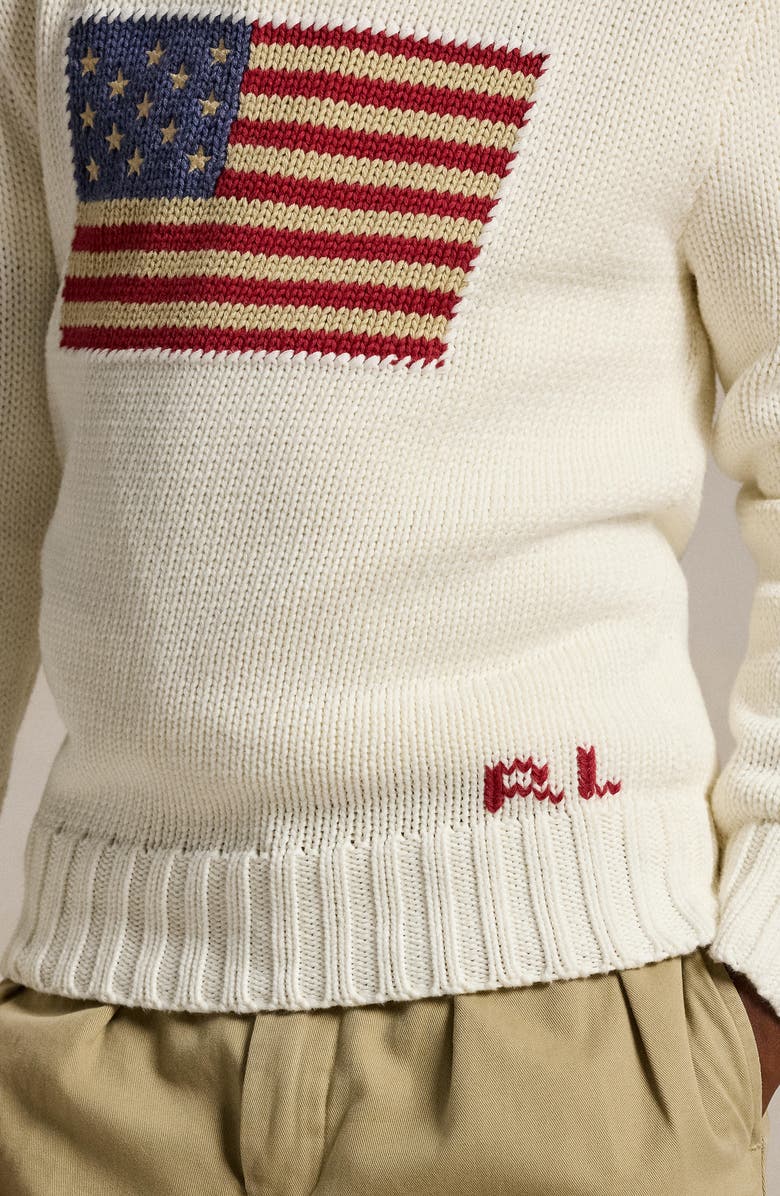 Polo Ralph Lauren Kids' American Flag Cotton Crewneck Sweater, Alternate, color, 