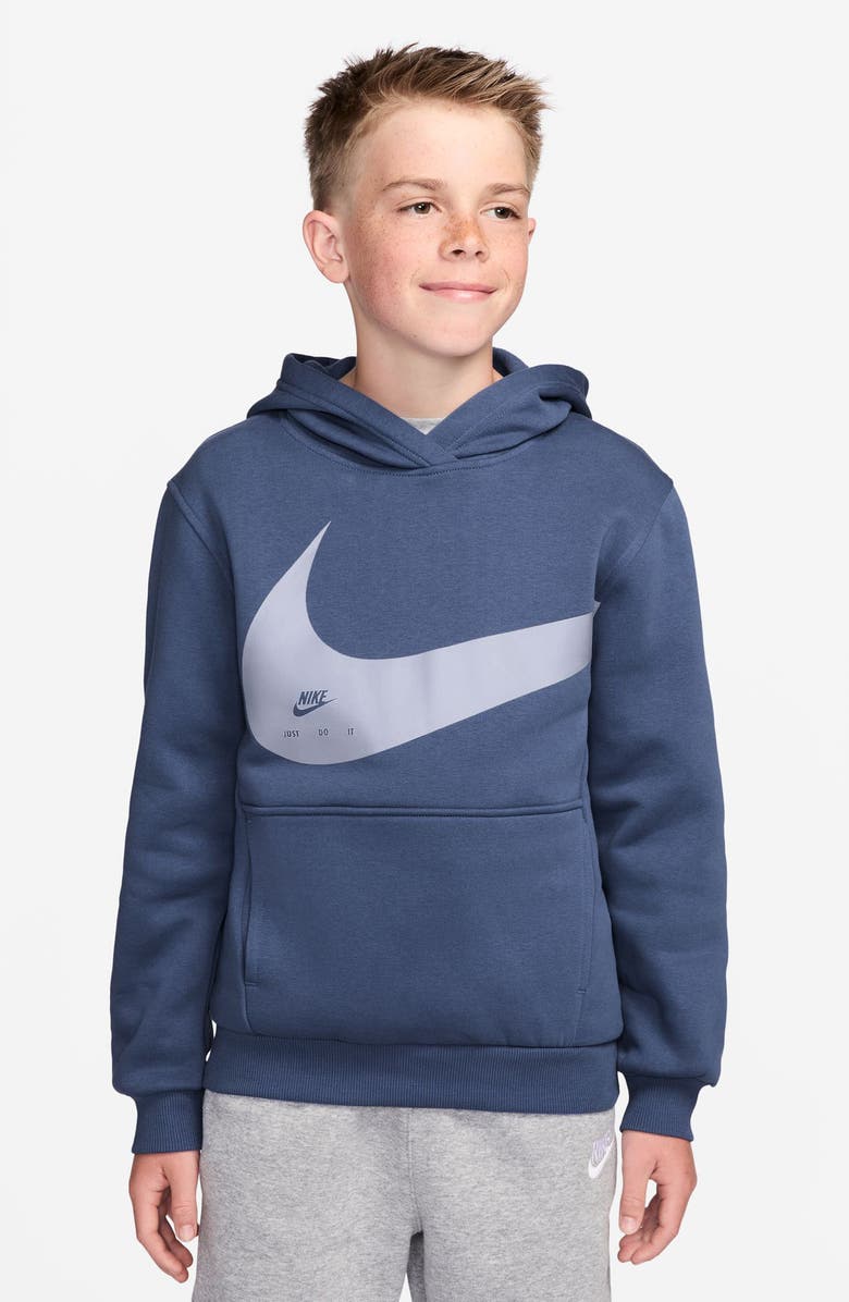 Nike Kids' Sportswear Club Fleece Graphic Hoodie, Main, color, Mystic Navy/ Ghost