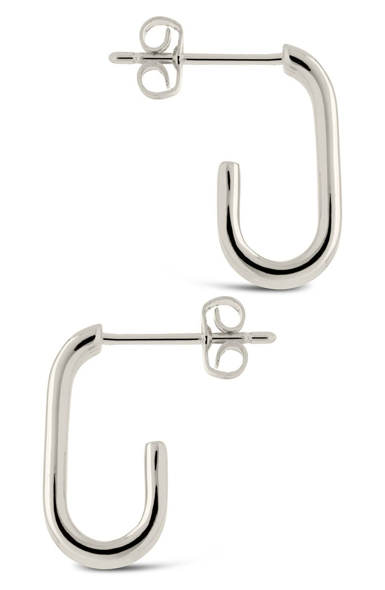 Sterling Forever J-Huggie Hoop Earrings, Alternate, color, 