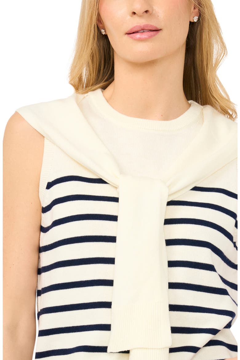 Stripe Front Tie Sleeveless Sweater, Alternate, color, NEW IVORY