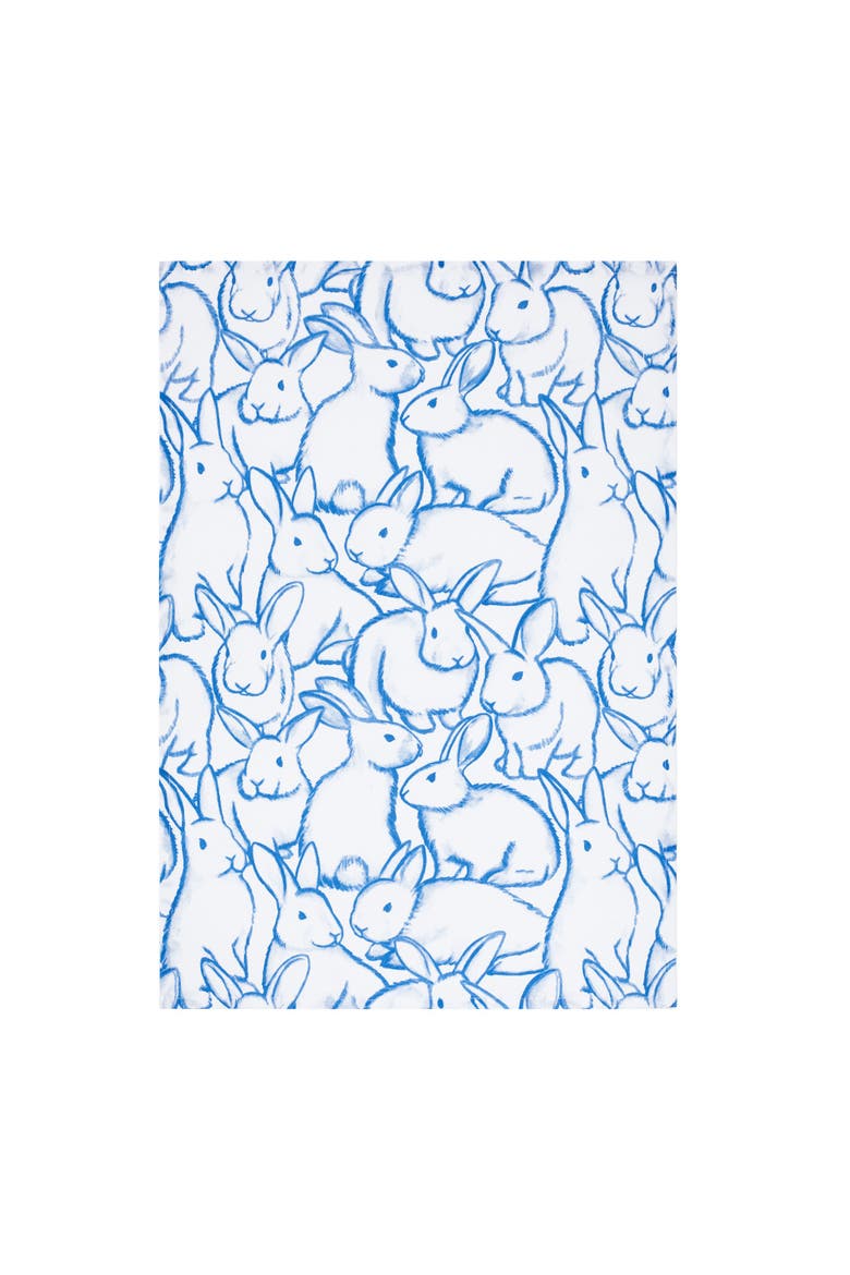Blue Bunnies & Plaid Easter Spring Theme Kitchen Dishtowels Set of 2, Alternate, color, Blue