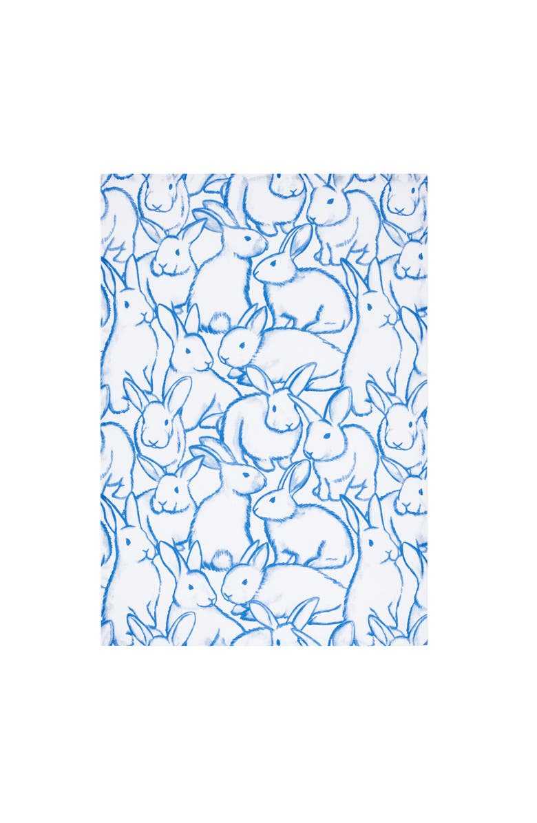 C&F Home Blue Bunnies & Plaid Easter Spring Theme Kitchen Dishtowels Set of 2, Alternate, color, Blue