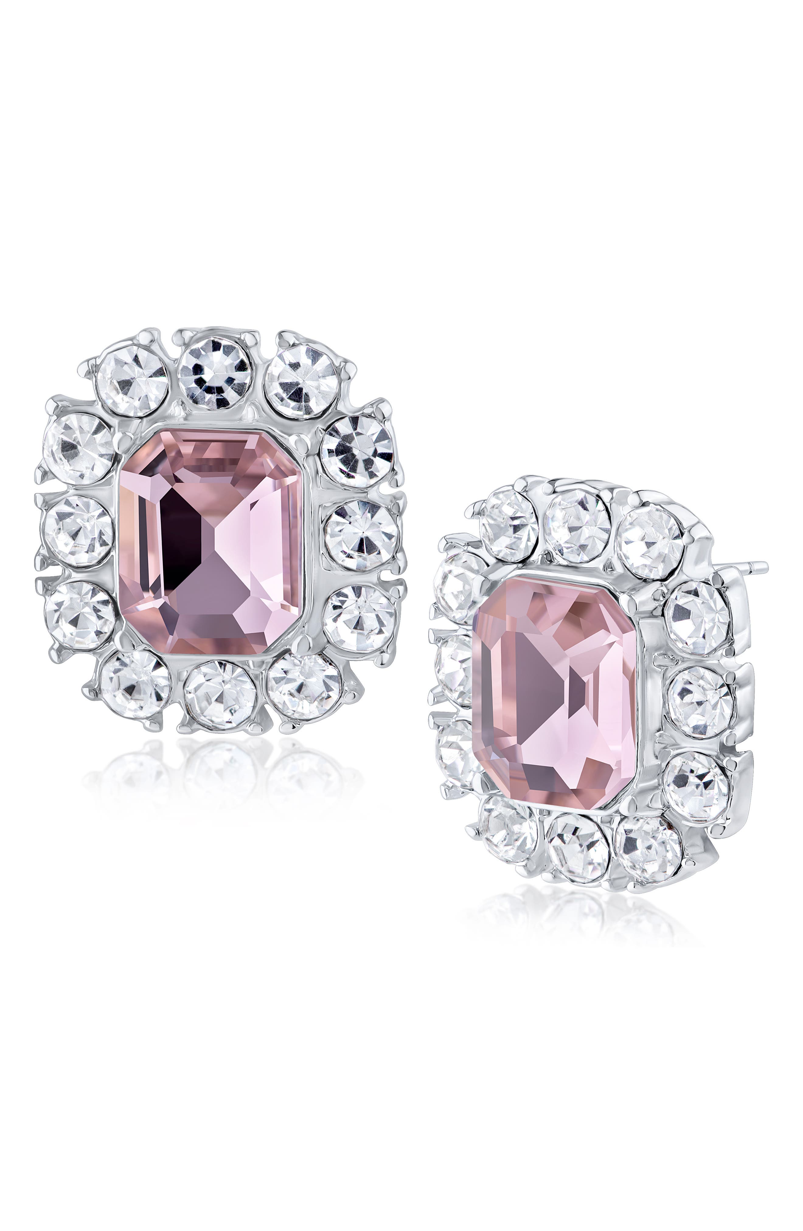Halo Crystal Pave Stud Earrings