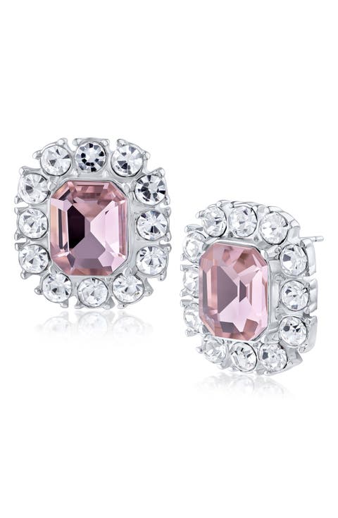 Halo Crystal Pave Stud Earrings