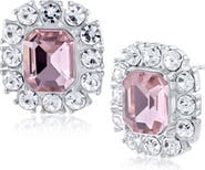 JARDIN Halo Crystal Pave Stud Earrings