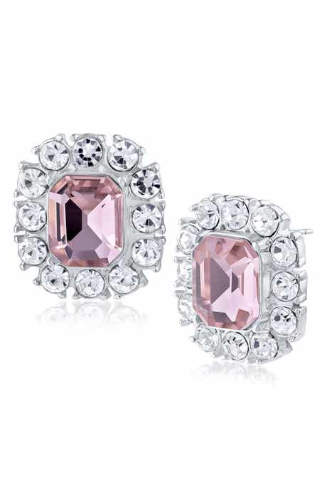 Halo Crystal Pave Stud Earrings