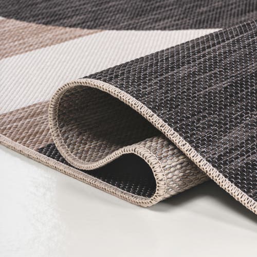 Jonathan Y Allison Classic Beach Stripe And Monstera Leaf Indoor/outdoor Area Rug