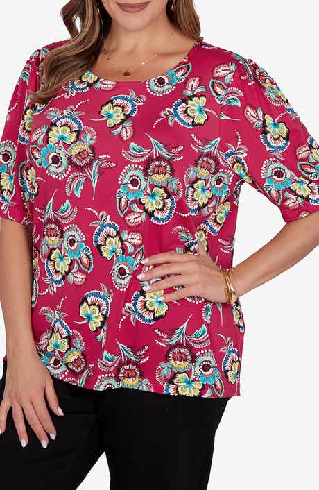 Floral Puff Sleeve Jersey Top