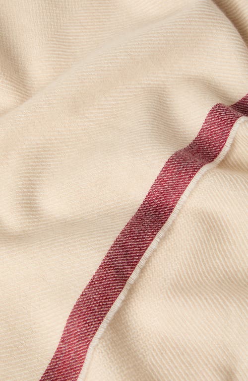 Brunello Cucinelli Cashmere Stripe-detail Diagonal Scarf In Buff