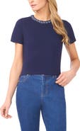 CeCe Denim Trim T-Shirt