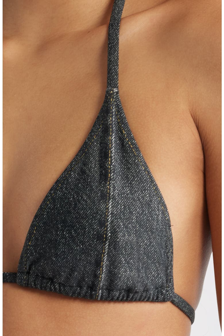 Miramar Faux Denim Bikini Top, Alternate, color, WASHED BLACK