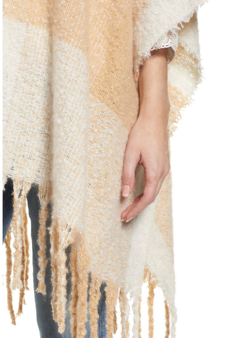 Hampton Plaid Fringe Ruana, Alternate, color, IVORY