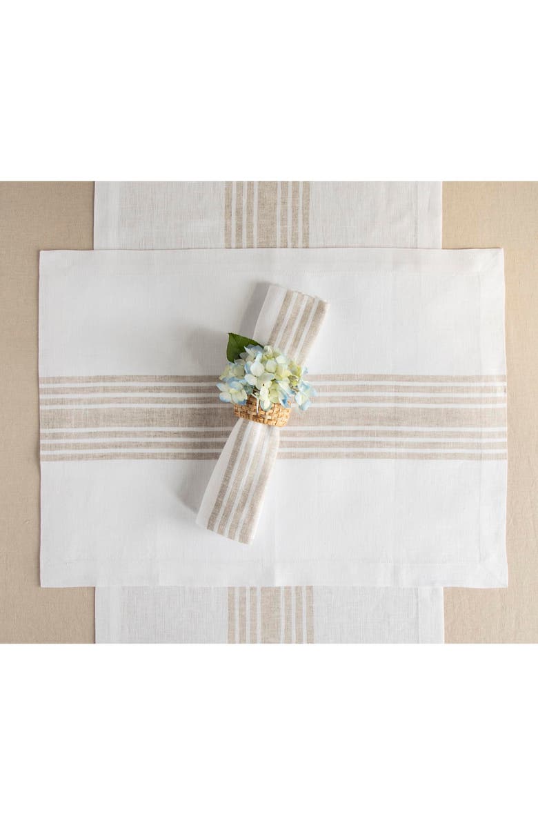 Solino Home Linen Dinner Napkins - Farmhouse, 20" x 20" Inch, Alternate, color, Natural And White