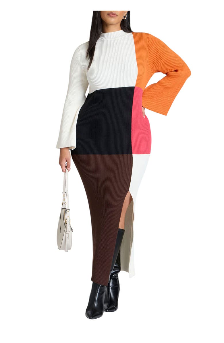 ELOQUII Colorblocked Maxi Dress, Main, color, Multicolor Block