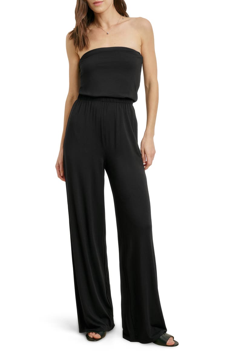 The Jumpstart Strapless Jumpsuit, Main, color, BLACK
