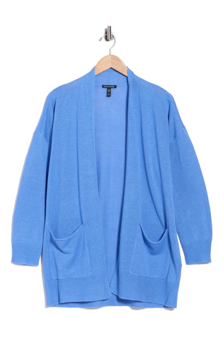 Patch Pocket Organic Linen & Organic Cotton Cardigan, Alternate, color, ULTRAMARINE