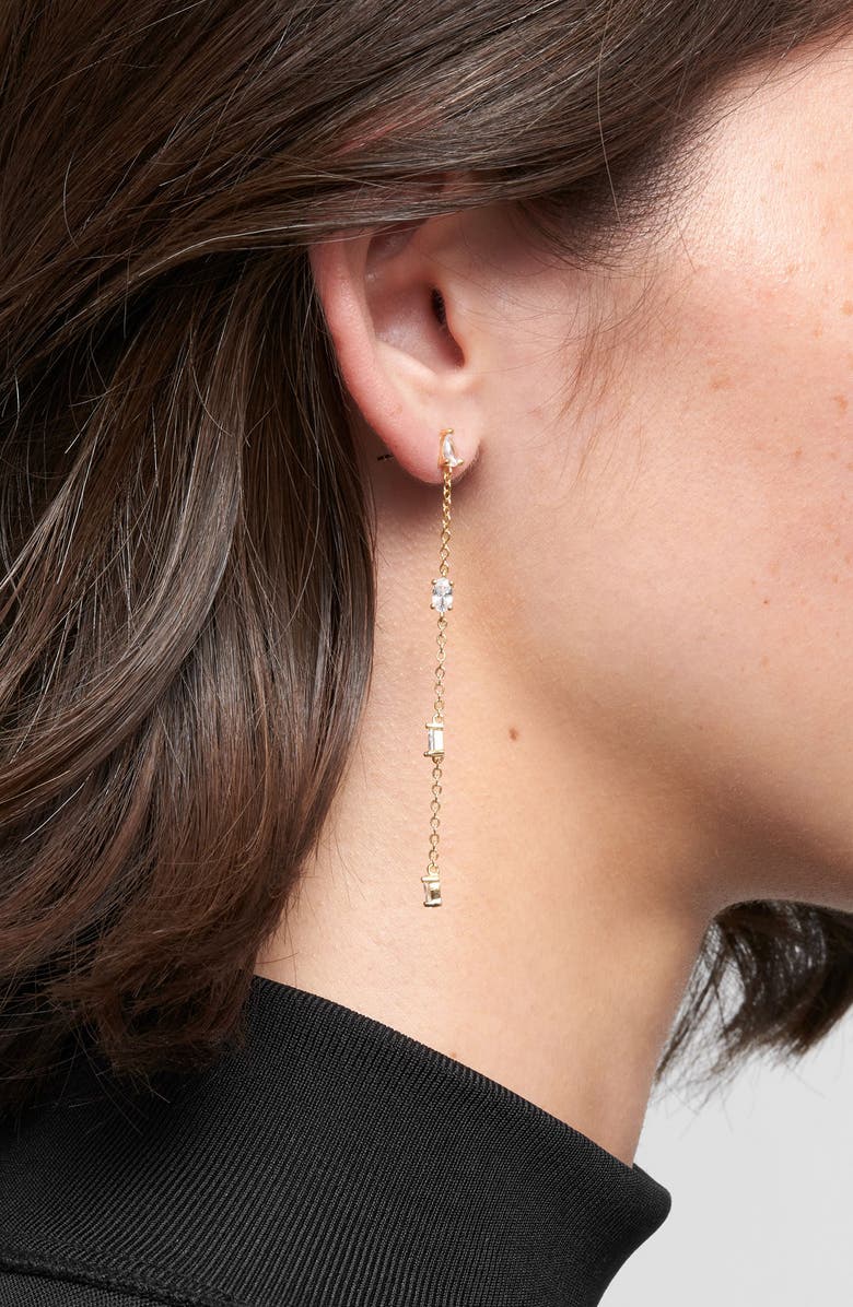 Adornia CZ Chain Sweeper Earrings, Alternate, color, Gold