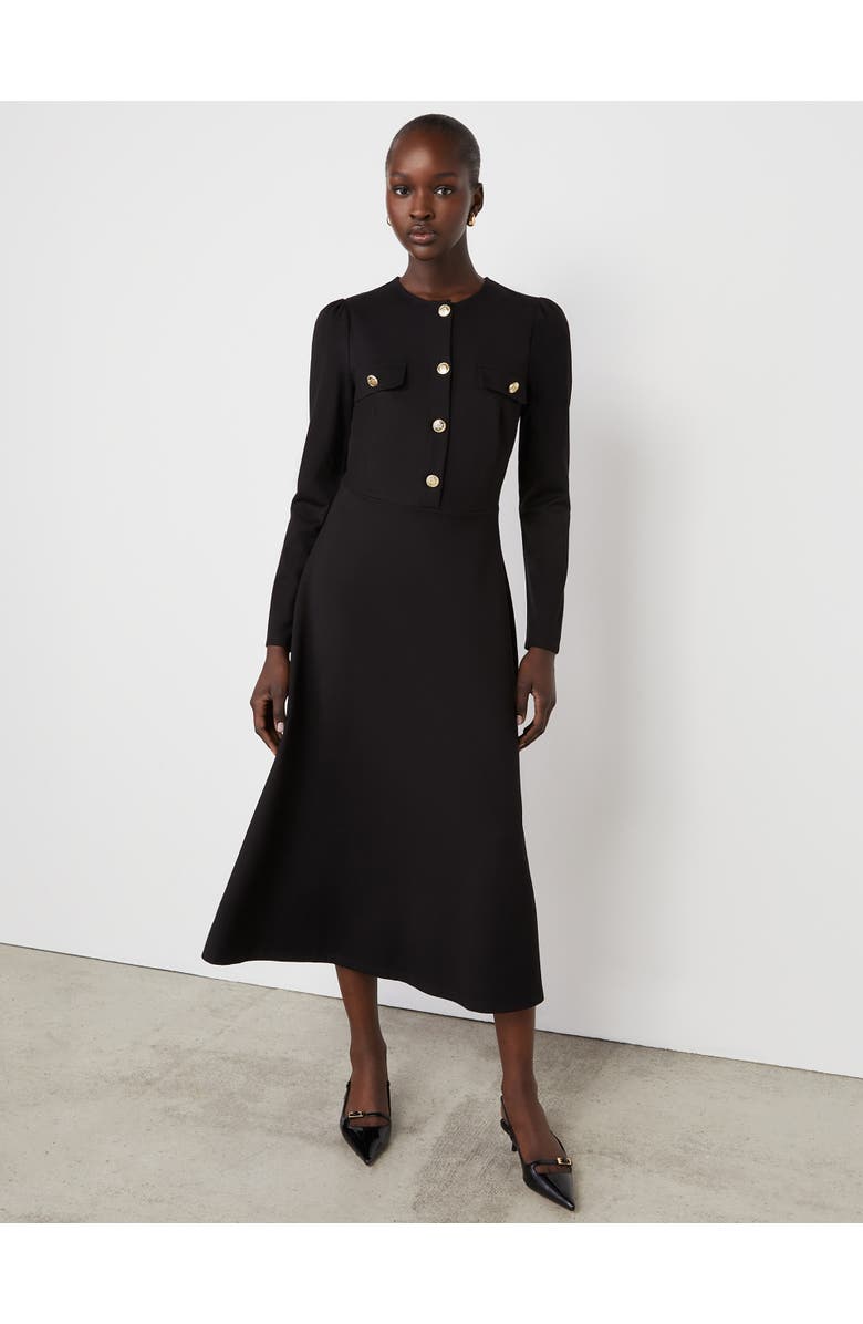 Finery London Gilly Ponte Jersey Midi Dress, Alternate, color, Black