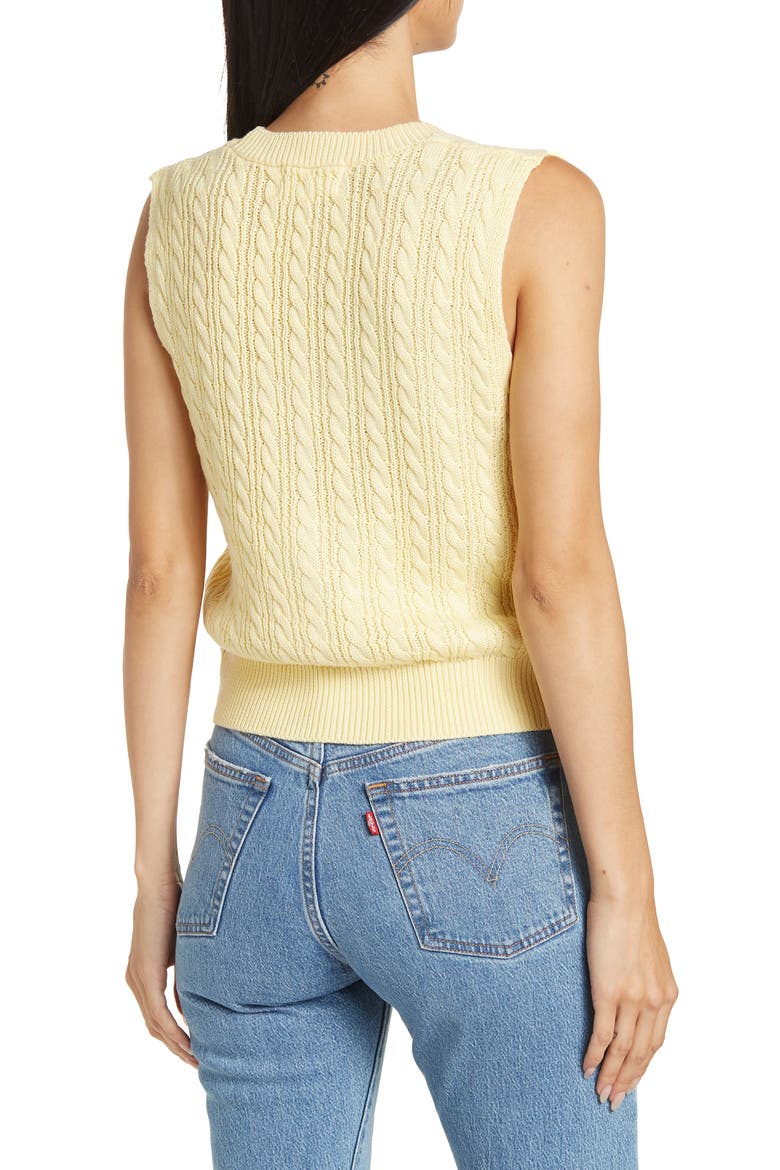 Dax Cable Knit Sweater Vest, Alternate, color, BUTTER