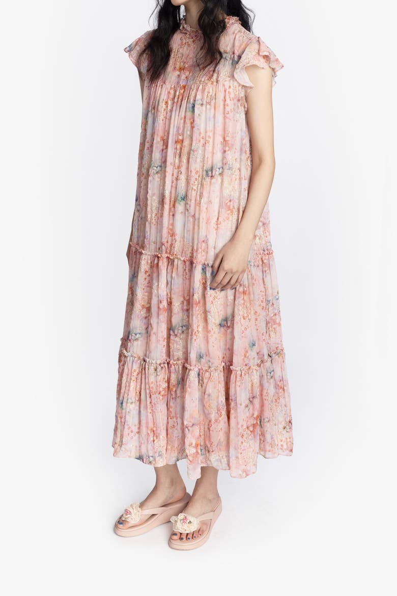 Oasis Blooms Tiered Maxi Dress, Alternate, color, BLUSH MULTI