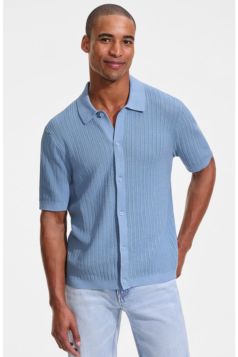 Short Sleeve Lightweight Button Through Polo, Main, color, Oasis Blue