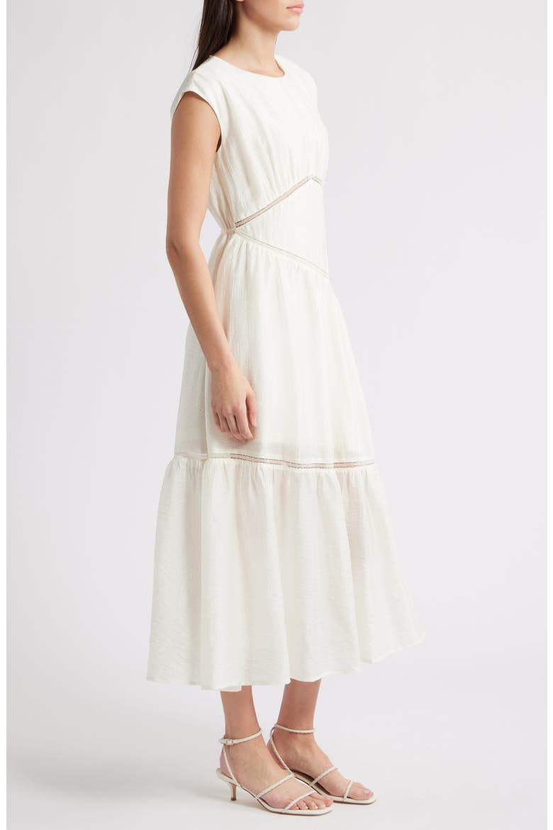 Asymmetric Lace Inset Midi Dress, Alternate, color, IVORY