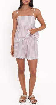Petal & Pup Birdie Stripe Cotton Babydoll Camisole & Shorts Set