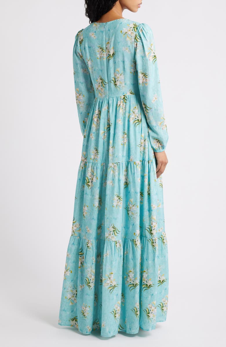 Petal & Pup Bernice Long Sleeve Maxi Dress, Alternate, color, Blue Floral