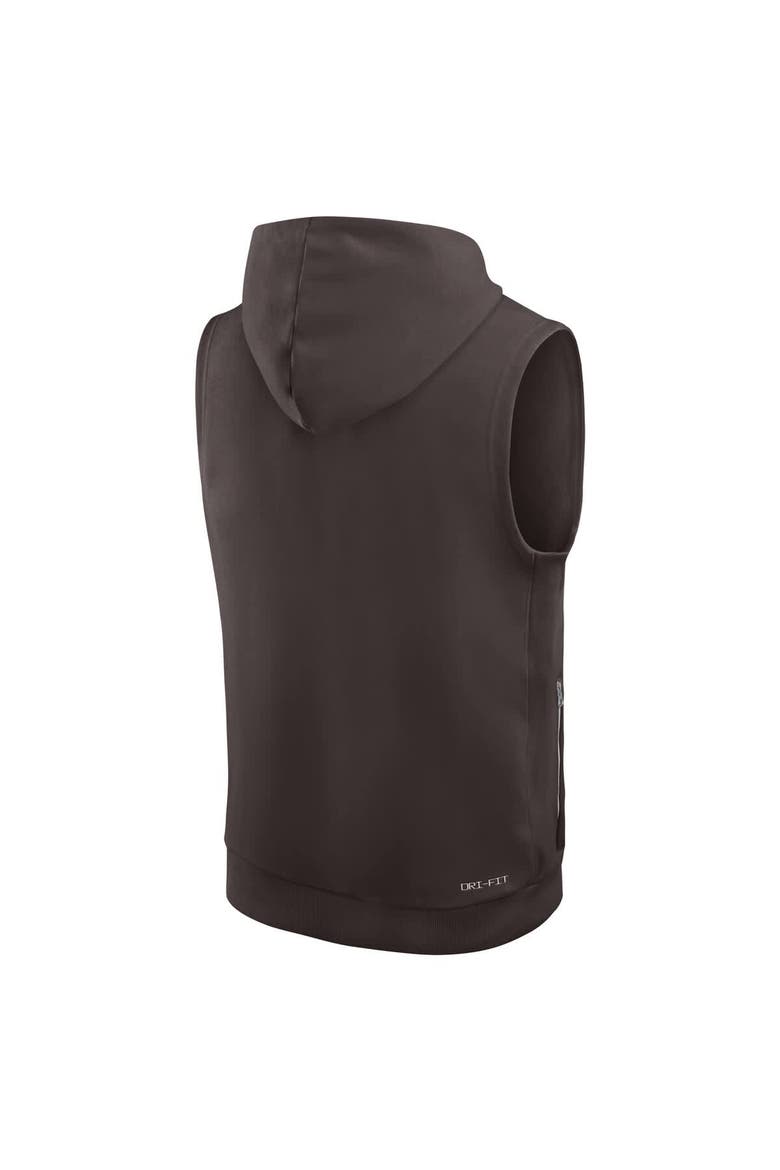 Men's Nike Brown Cleveland Browns Sideline Performance Sleeveless Pullover Hoodie, Alternate, color, Brown