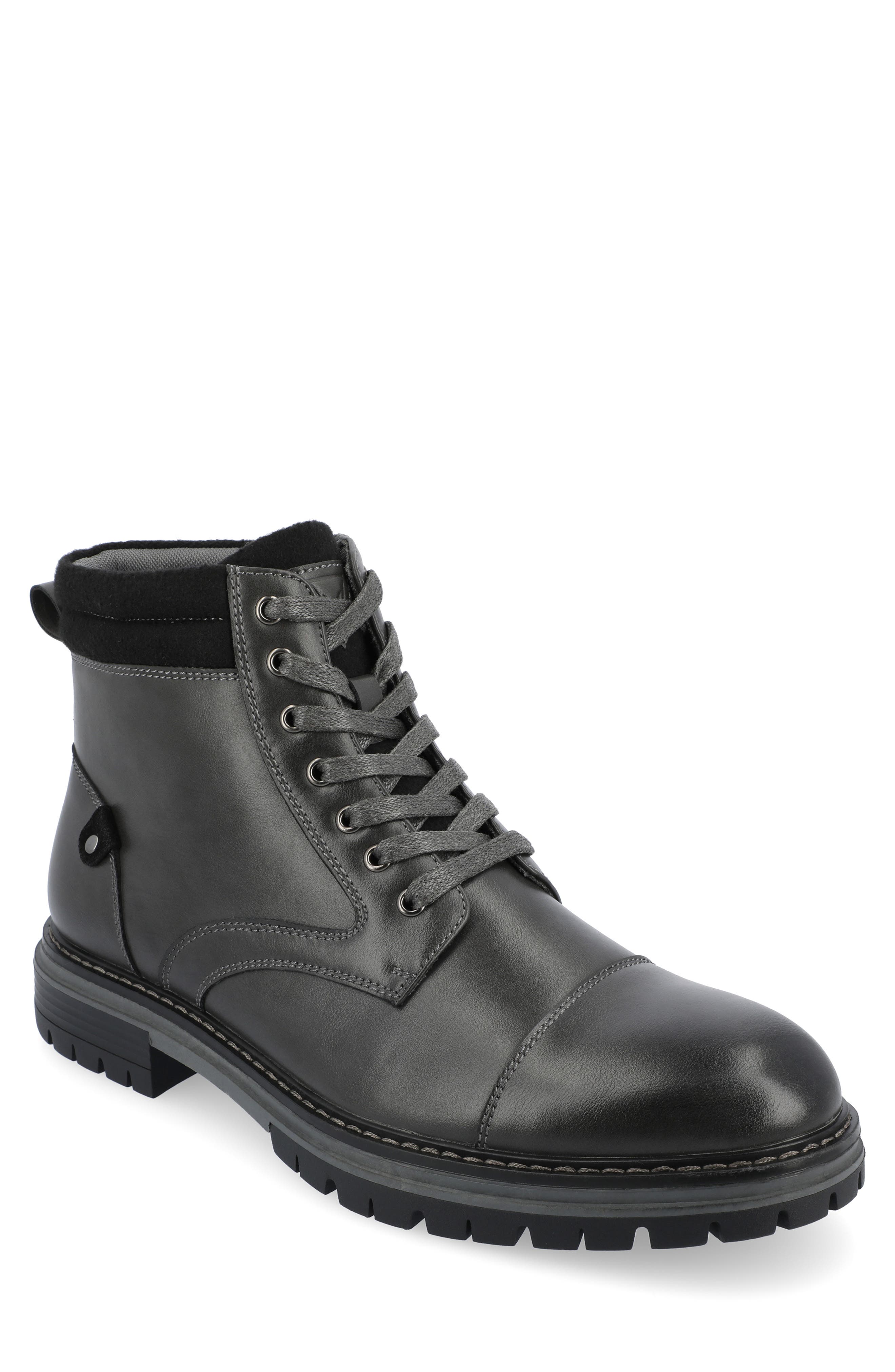 VANCE CO Fegan Cap Toe Boot, Main, color, Charcoal