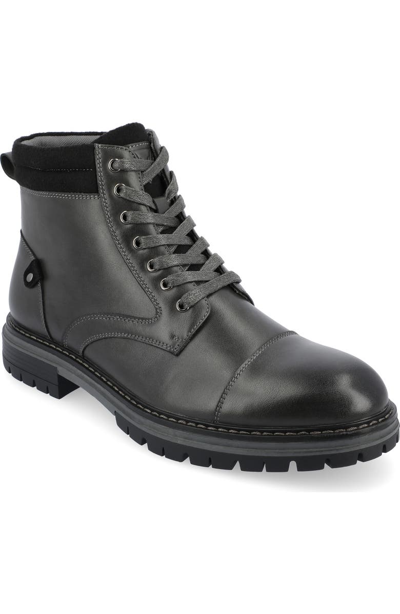 VANCE CO Fegan Cap Toe Boot, Main, color, Charcoal