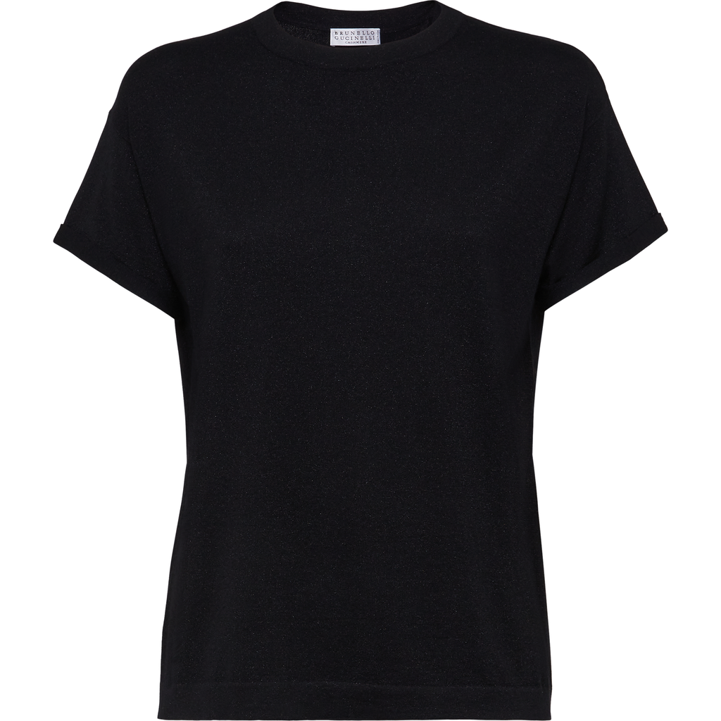 Brunello Cucinelli Short-sleeved T-shirt With Rolled Sleeves And Keyhole Detail In Black
