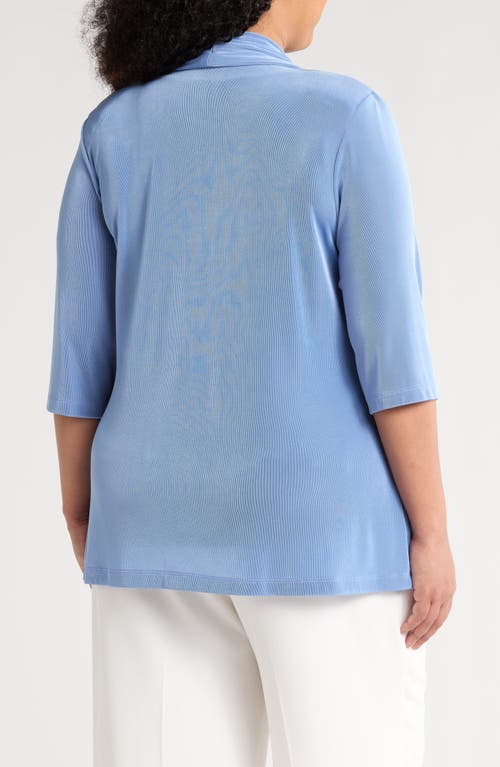 Vikki Vi Stretch Knit Open Front Jacket In Powder Blue