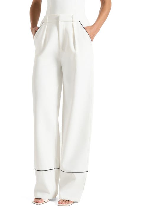 Mina Contrast Piped Pleated Trousers