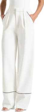 Manière De Voir Mina Contrast Piped Pleated Trousers